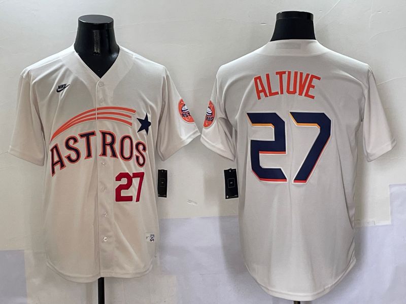 Men Houston Astros #27 Altuve Cream Five generations Joint Name 2025 Nike MLB Jersey style 2->houston astros->MLB Jersey